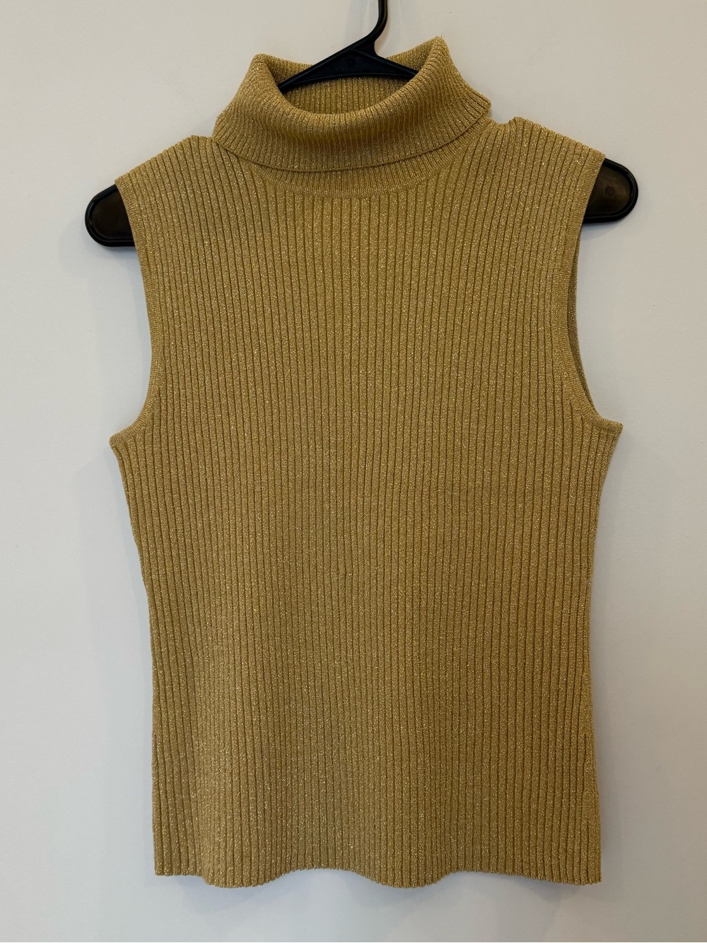 Sleeveless Turtleneck Knit Top - Gold Shimmer